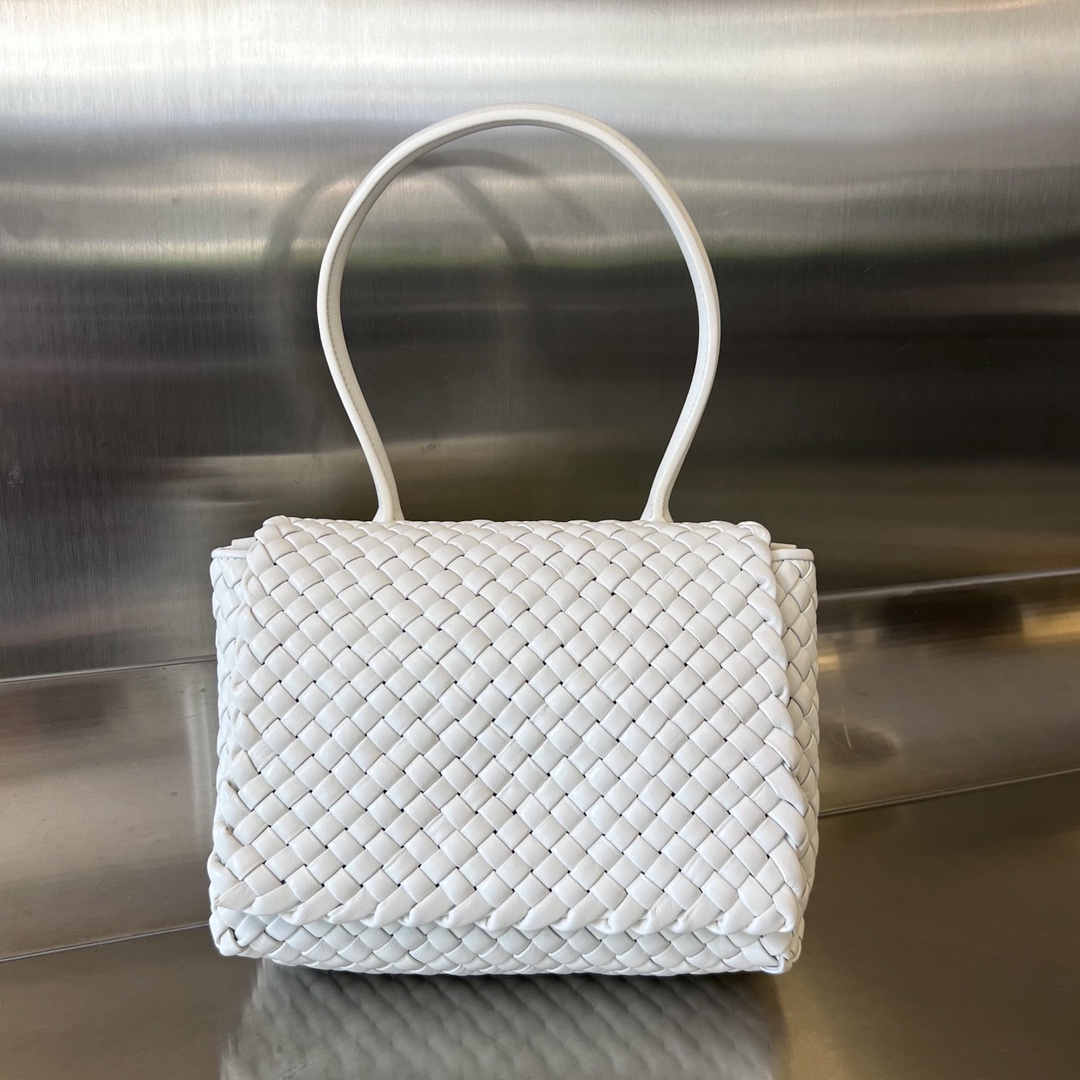 Patti Padded Intreccio Leather Top Handle Bag White